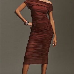 Anthropologie Off-Shoulder Mess Sim Midi Dress